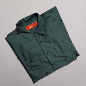 Red Kap Work Shirt Men XXL Spruce Green Long Sleeve Button SP10GC Utility GradeB